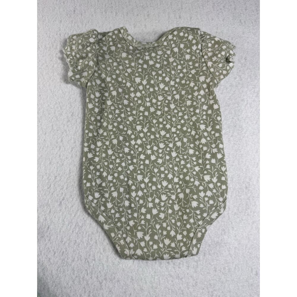 Nicole Miller 0-3M lot of 2 Green One Piece Floral Footie with White Bows Spring - Picture 15 of 16